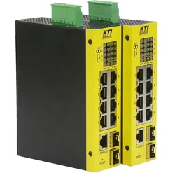 KTI Networks Industrie Medienkonverter (10 Ports), Netzwerk Switch, Schwarz