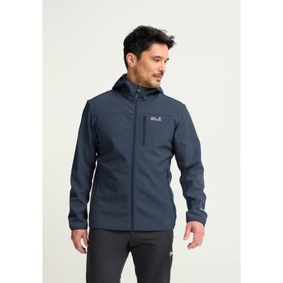 Outdoorjacke JACK WOLFSKIN "WILD WINDS HOODED JKT M", Herren, Gr. M, blau (midnight sky), Obermaterial: 94% Polyester, 6% Elasthan. Futter: 100% Polyester, Jacken Outdoorjacke, für Wandern und andere Aktivitäten im Freien