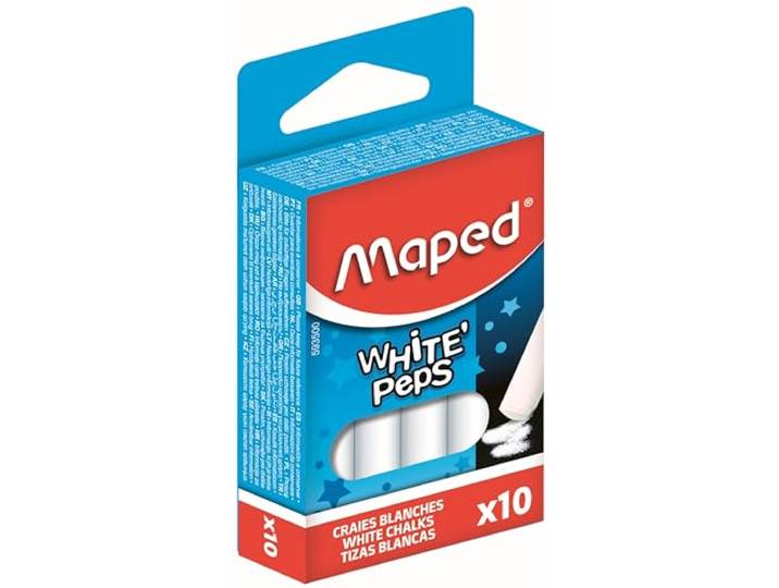 Maped M593500 - krijt Peps, 10 stuks, rond, wit