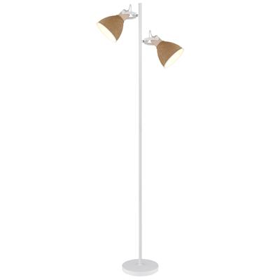 GLOBO LIGHTING Stehlampe "LYNDON", braun (weiß matt), 2, Ø 15cm H: 158,5cm, 1 Stk., Leuchten, Stehleuchte aus Holz & Metall, schwenkbar, flexibel & modern, Stehlampe