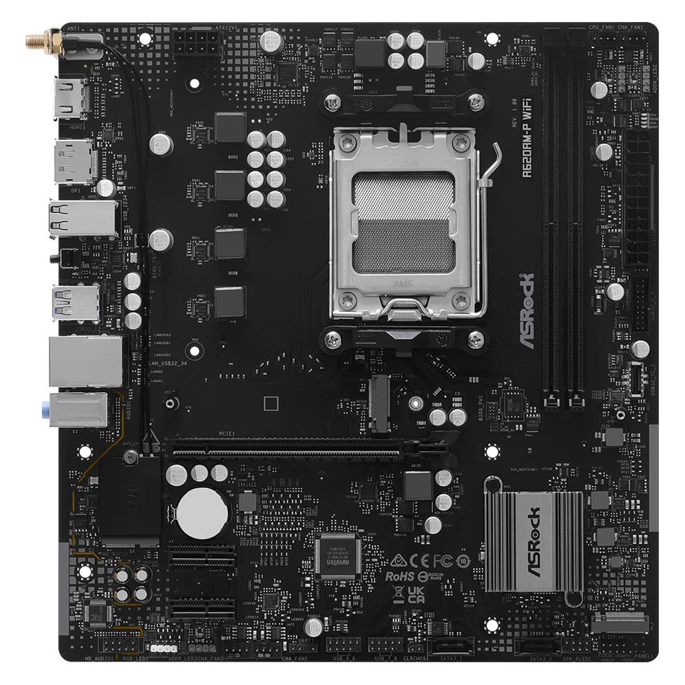 AsRock A620AM-P WiFi AM5 mATX HDMI/DP DD (AM5, AMD A620, mATX) (90-MXBW30-A0UAYZ)