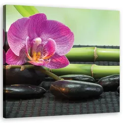 WANDBILD orchidee auf schwarzen steinen
