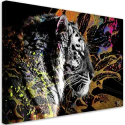 WANDBILD tiger auf farbenfrohen hintergrund