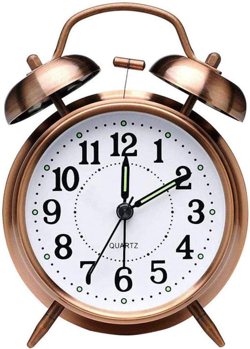 SnelShoppen Retro Analoge Alarmklok met Dubbele Bel en Nachtlampje - Vintage Design - Geen Tikkend Geluid