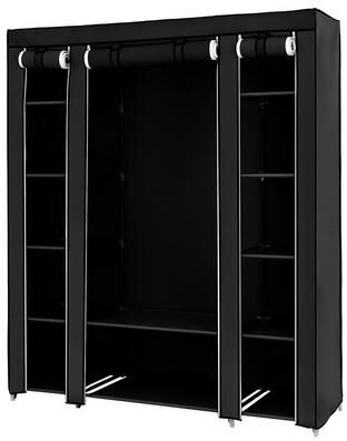 karlinc Portable Clothes Closet Non-Woven Fabric Wardrobe Storage Organizer Black