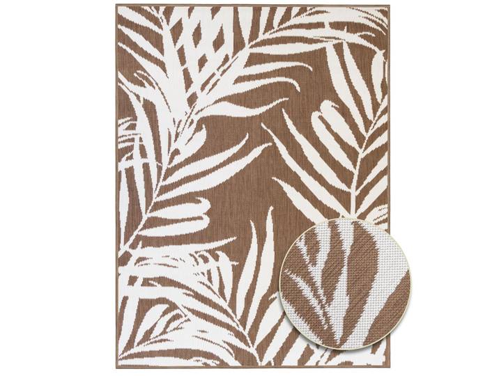 Teppich Outdoorteppich REVERSO - Palm Tree , braun (braun,beige), B:120cm H:5mm L:160cm, Polypropylen, PRIMAFLOR-IDEEN IN TEXTIL, Teppiche, Teppich, Wendeteppich, Palmblätter, In- und Outdoor geeignet, wasserfest
