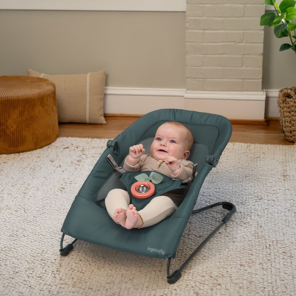 Babywippe INGENUITY "Stow & Go™ Compact Folding Bouncer", Baby, grün, Kunststoff, Metall, Stoff, Babywippen Babywippe, mit Vibration