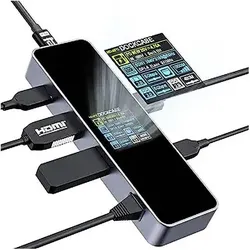 Dockcase USB-C Dockingstation DBP61L Universal integriertes Display, inkl. La (USB-C, 5 Ports), Dockingstation + USB Hub, Grau