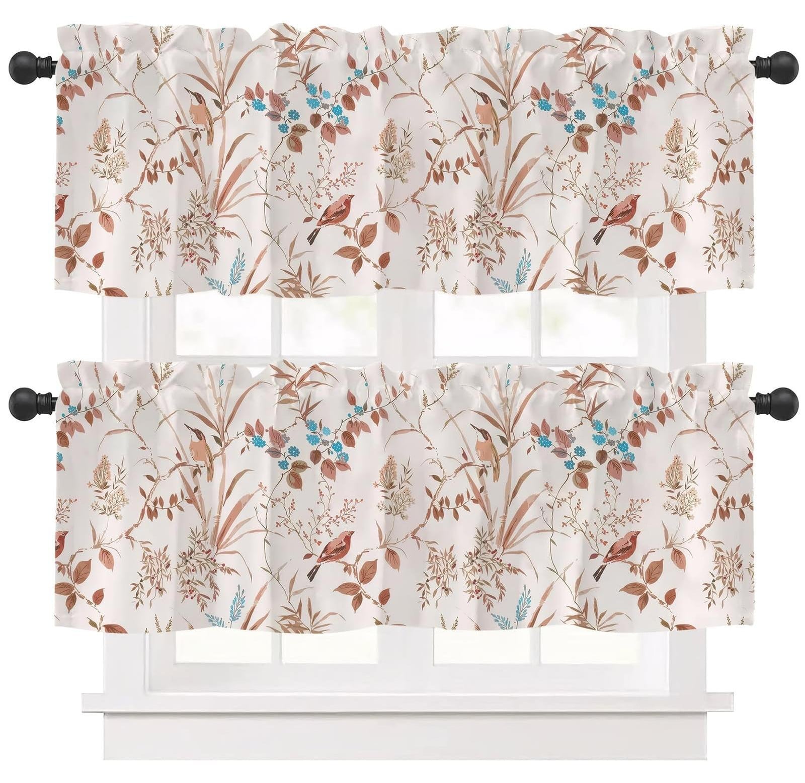 Set van 2 semi-transparante polyester gordijnen voor de keuken