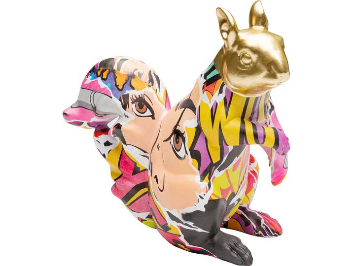 Dekofigur KARE DESIGN Graffiti Squirrel 22cm , bunt (mehrfarbig), B:23cm H:22cm T:11cm, Polyresin, Dekofiguren, Dekofigur