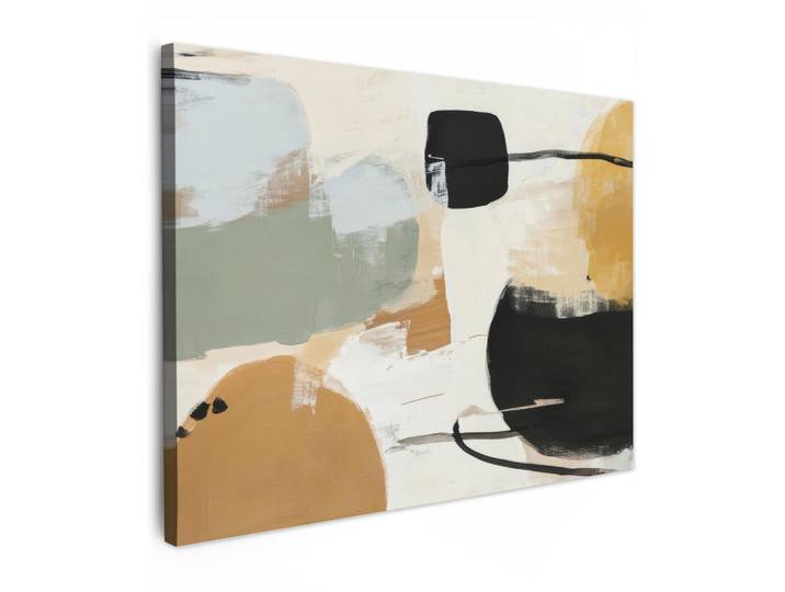 MuchoWow Leinwandbild - Farbe - Abstrakt - Farben - 80x60 - Malerei, Currygelb, Textil, Kiefer, Rechteckig, 80x60 cm, gerahmt, Bilder & Rahmen, Bilder, Wandbilder