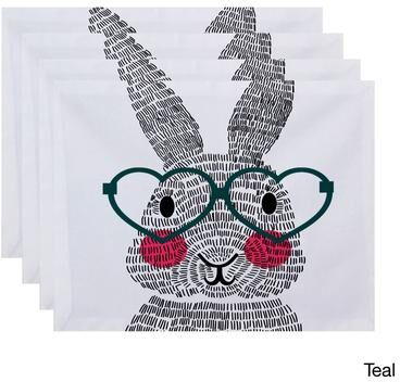E by Design What's Up Bunny? Holiday Animal Print Place Mat (Set of 4)