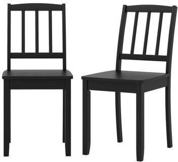 Costway Wood Dining Chair Set of 2 with Rubber Wood Legs-Black