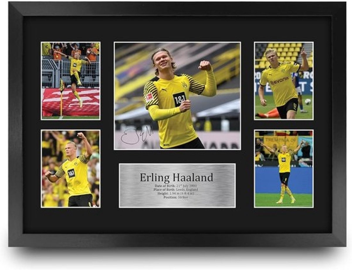 Ingelijste A3 handtekeningfoto van topvoetballer - Wanddecoratie voor fans