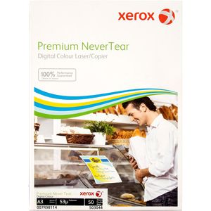Xerox Kopierfolien 007R98114, Premium NeverTear A3, selbstklebend permanent 53my, weiß glänzend 50 St.