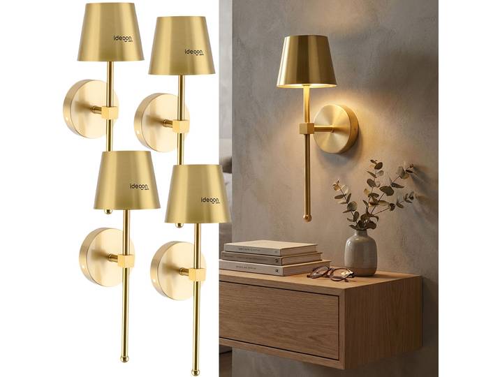 4er-Set Kabellose Wandleuchte mit Fernbedienung, gold