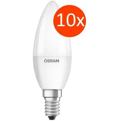 10er Sparpack OSRAM E14 LED Kerzenlampem BASE Classic MATT 4,9W=40W 2700K warmweißes Licht