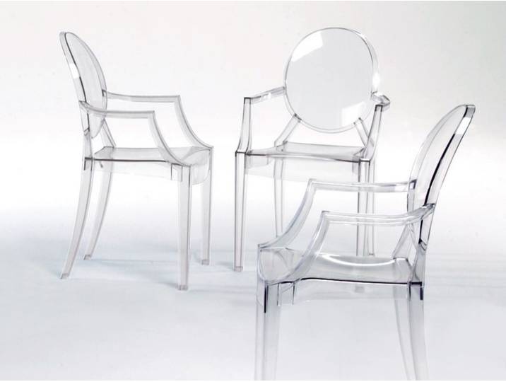 Kartell Armlehn-Stuhl Louis Ghost transparent, Designer Philippe Starck, 56.5x95x58.5 cm
