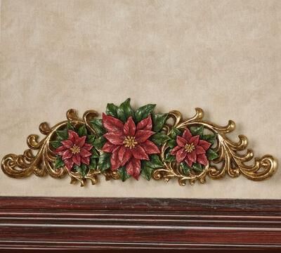 Touch of Class Red Poinsettia Holiday Door Topper Multi Warm , Multi Warm