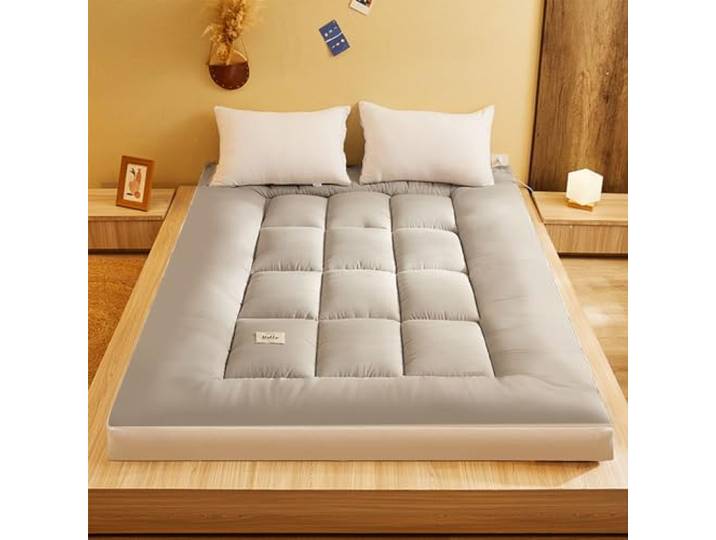 TVANTRUXIS Baumwoll-Futon-Matratze Mehrfarbige, mehrere Größen Camping: Rutschfeste, zusammenklappbare, aufrollbare Bodenmatte(Gray,180*200CM)