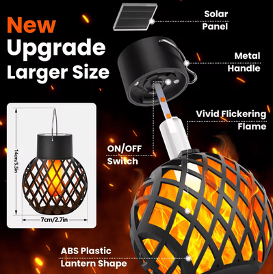 Inspire Curations Retro Solar Flame Lantern IP65 Outdoor Hanging Garden Light upgrade 1pc