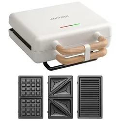 Concept 3-in-1-Sandwichmaker 800 W, weiss, SV3090, Kontaktgrill, Weiss, Braun