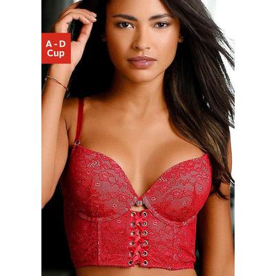 Push-up-BH JETTE, Damen, Gr. 80, Cup A, rot, Spitze, Obermaterial: 82% Polyamid, 9% Elasthan, 9% Polyester, BHs Push-up-BH, in hübscher Bustier-Form, sexy Dessous