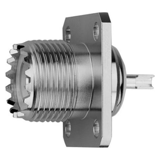 Telegärtner UHF-Einbaubuchse mit Flansch Körper aus Messing, Z08, SO-239 (Antennenkabel) (J01041B0632)