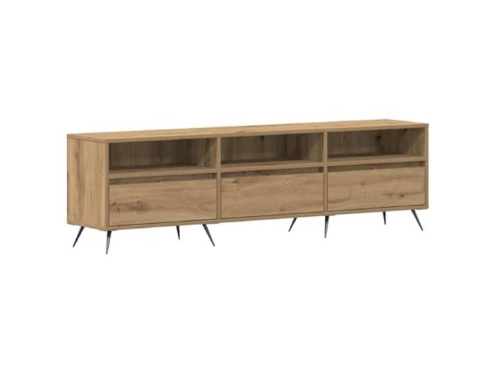 hliofuir TV Schrank 150x30x44,5cm Lowboard Artisan Eiche Holzwerkstoff Praktisches Medienboard mit 3 Türen und stabilen Stahlbeinen für geordnete Unterhaltungselektronik im Wohnzimmer.