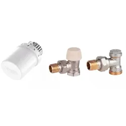 Heizkörperanschlussset, Eck-Thermostatventil, Kopf, 1/2"-Schraubanschluss VTL3020ES15
