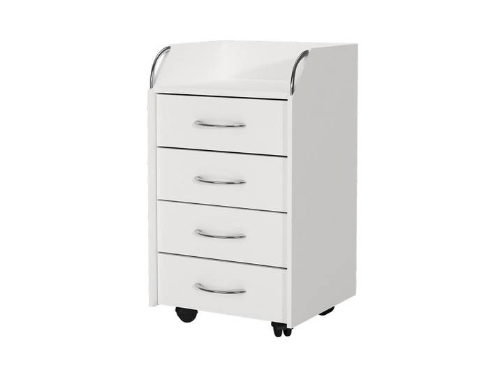 Vicco Rollcontainer Gwendolyn Weiß 36 x 40 cm mit 4 Schubladen, Holzwerkstoff, 5 Fächer, Rechteckig, 36x65x40 cm, Büromöbel, Container