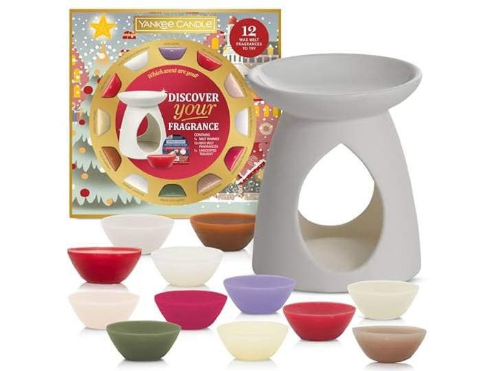 Yankee Candle Kerst Geurende Wax Melt Discovery Gift Set, 12 Geurende Wax Melts, 1 Wax Melt Brander & 1 Ongeparfumeerde Theelicht, Perfecte Kerstcadeaus voor Vrouwen, Signature