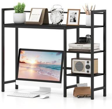 "Costway Desktop Bookshelf 38.5"" W with Storage Display Rack for Home Office-Black"