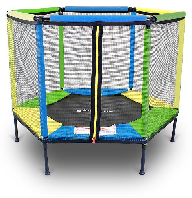 Trampoline - Kindertrampoline - Spielgeräte für den Außenbereich - Sechseckig - Durchmesser 140 cm - Mit Sicherheitsnetz
