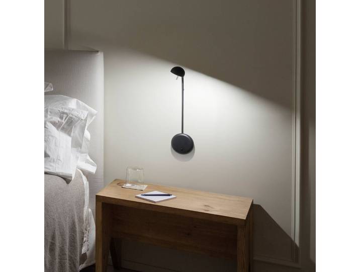 Vibia Wandleuchte Pin, schwarz, für Schlafzimmer, Aluminium, Modern