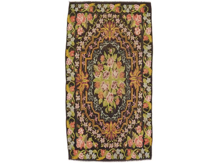 Kelim Rosen Teppich 192x354 Handgewebt Orientteppich Wolle