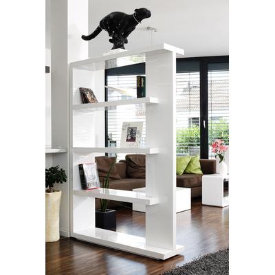 Raumteilerregal SALESFEVER "Levanto Regal mit Stil", weiß, B:128cm H:180cm T:30cm, MDF, Regale, Ultramoderner Raumteiler-Regal: Hochglanz-Optik mit 4 Ablageböden