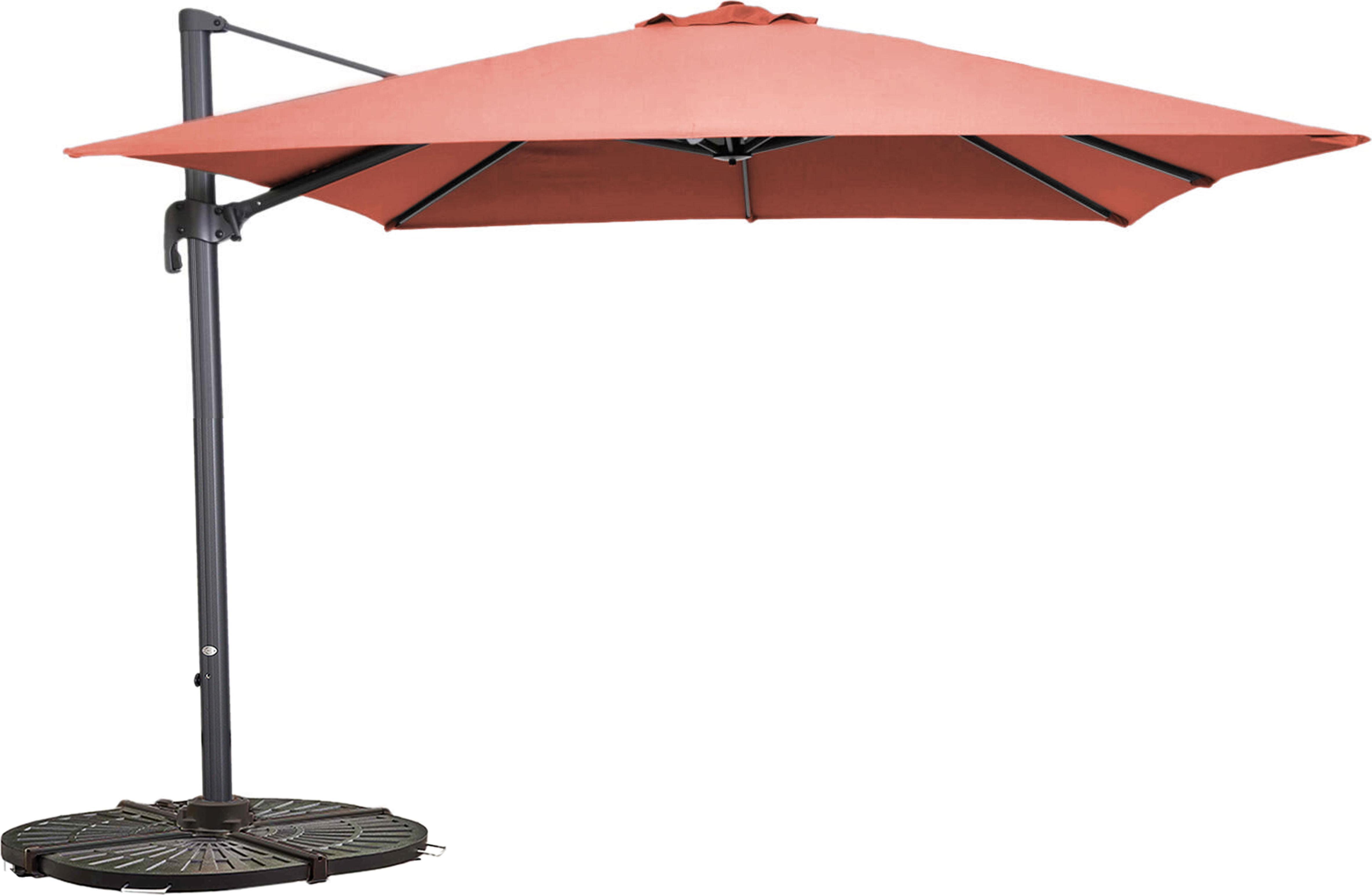 360° Sonnenschirm rotierend 3x3m 4 Gew. Platten Terracotta - Oviala Malaga