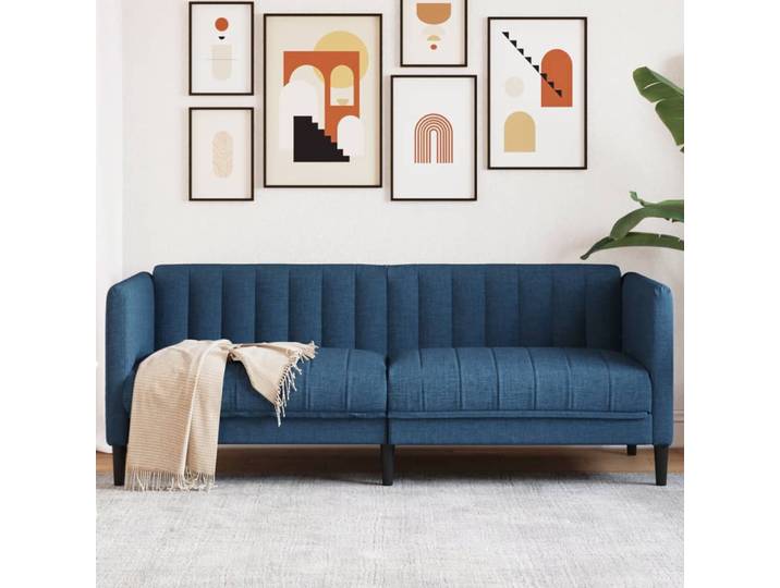 vidaXL Sofa 2-Sitzer Blau Stoff
