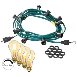 SATISFIRE Illu- Party Garten Außenlichterkette 20m grün 30x dimmbare Glühbirne