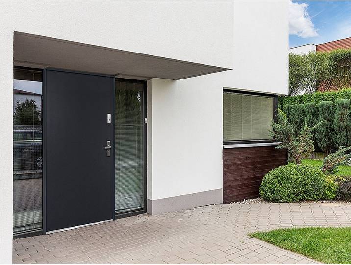 Eingangstür aus massivem Stahl H207 x B100 cm anthrazit - Stärke 55 mm - DIN links - AGUEDA