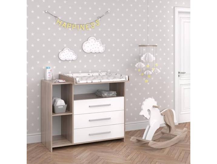 Vicco Wickelkommode Oskar , Weiß/Sonoma 113 x 100 cm umwandelbar zur Kommode durch abnehmbaren Wickelaufsatz