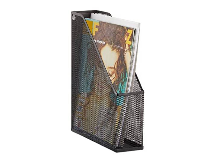 Relaxdays Porte-Magazines Maille Porte-journaux revues Porte-Documents métal A4 à C4 Fixation Murale\, Noir