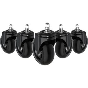 DXRACER Stuhlrollen CA/RC75/N, 5 Stück, Hartbodenrollen, ungebremst, Stift-Ø 11 mm