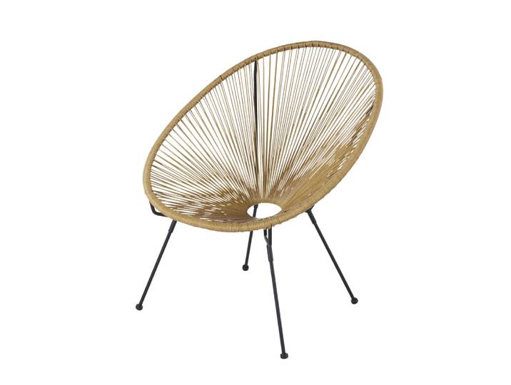 Runder Gartensessel aus recyceltem Kunstharz in Rattan-Optik