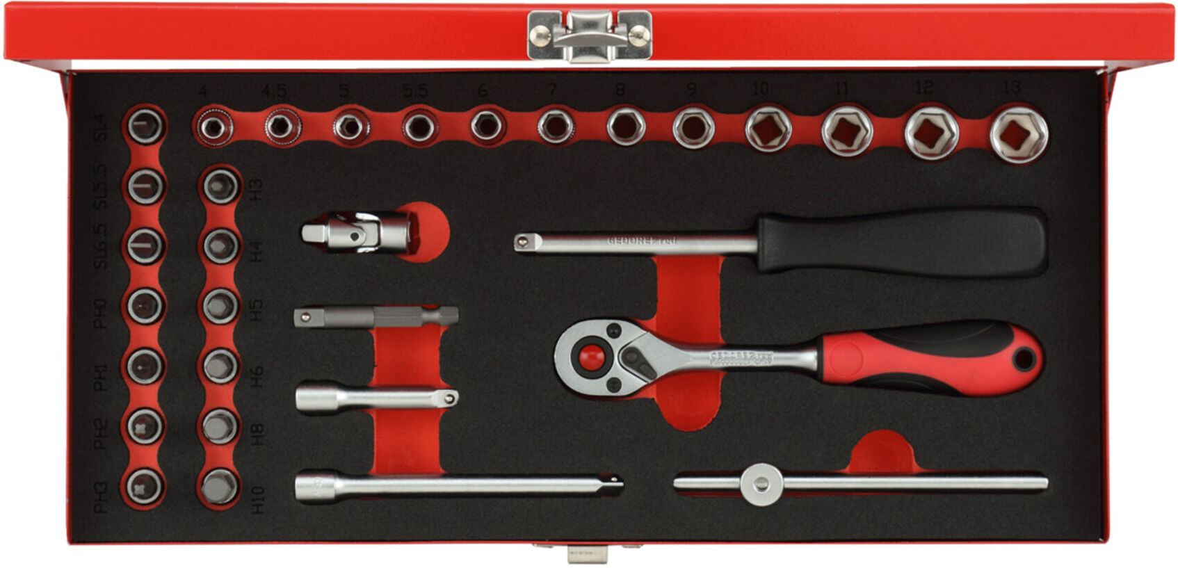 Gedore R49004033 Steckschlüssel-Satz 1/4" 4-13mm 32-teilig ; Gedore Red (3300000)