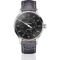 Meistersinger Klassik Plus Pangaea Day Date PDD907 - Sonnenschliff anthrazit,grau mit weißer Naht - 40mm