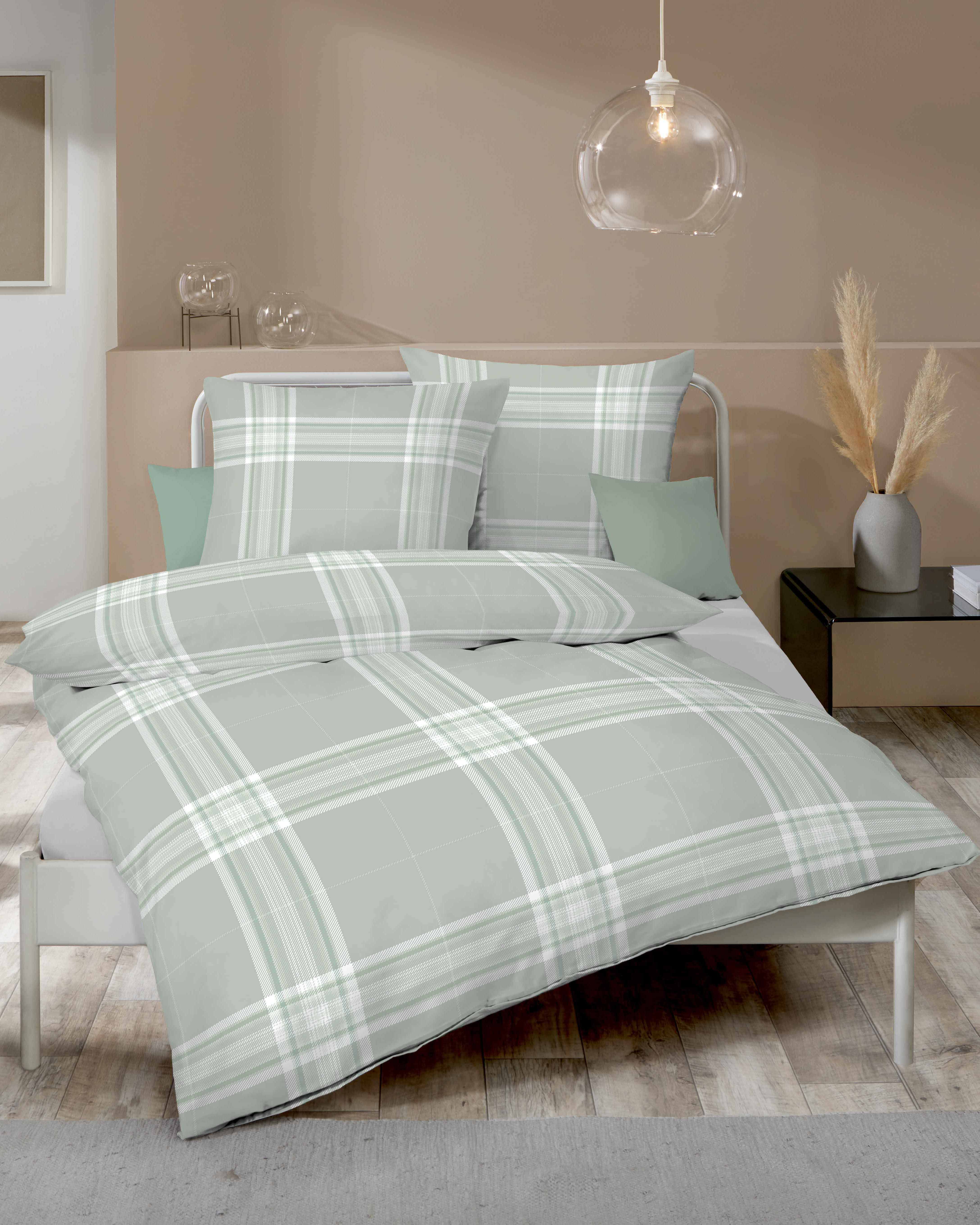 Bettwäsche KAEPPEL "Pure", grün, B/L: 135cm x 200cm, Edel-Köper-Flanell, B/L: 80cm x 80cm, 2 Stk., Edel-Köper-Flanell, Obermaterial: 100% Baumwolle, Bettwäsche, Bettwäsche grün B/L: 135cm x 200cm, Edel-Köper-Flanell, B/L: 80cm x 80cm, 2 Stk.