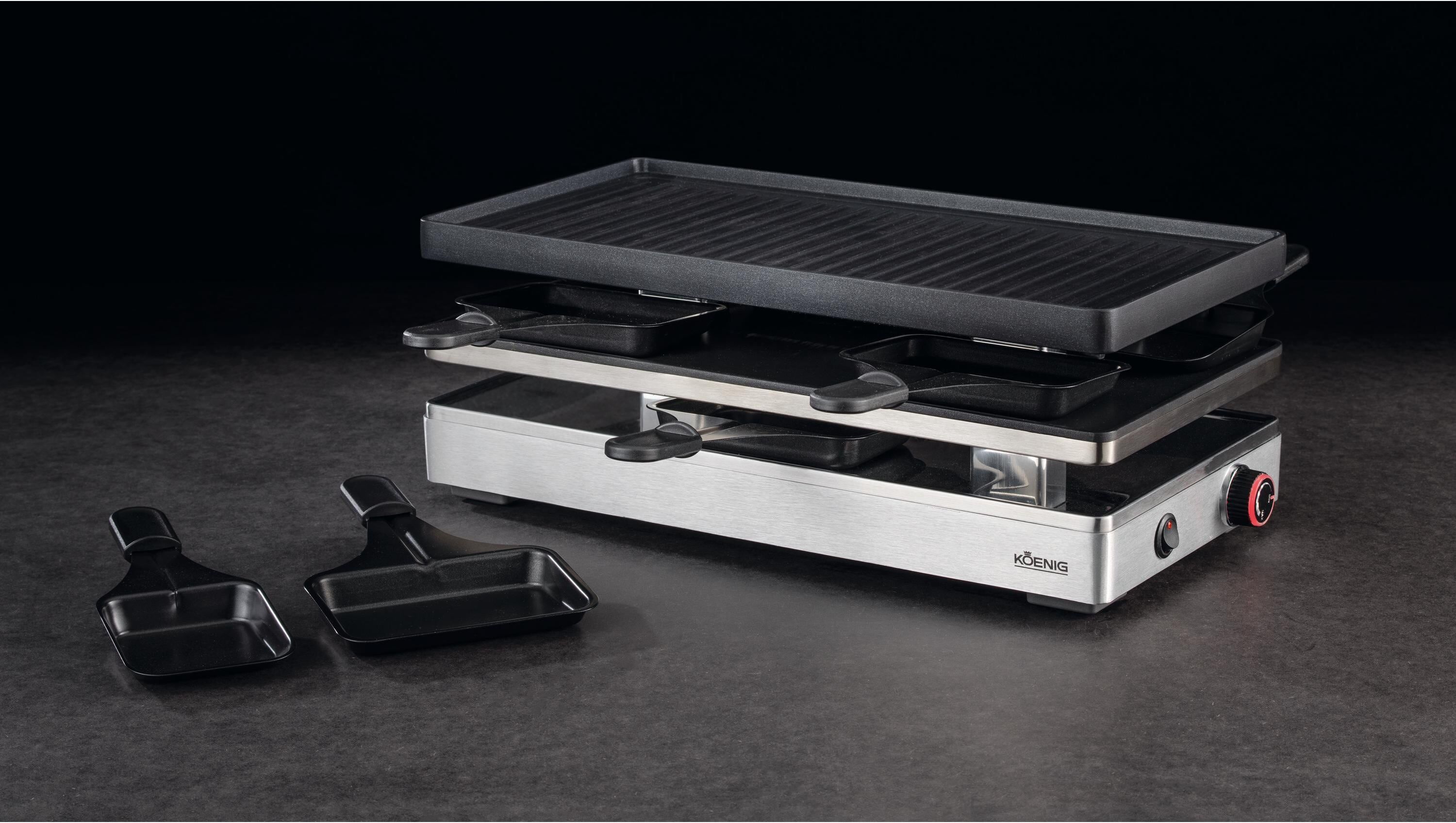 KOENIG Raclette "Raclette Grill", silber (schwarz, silberfarben), Raclettes, Raclette schwarz, silberfarben Einheitsgröße