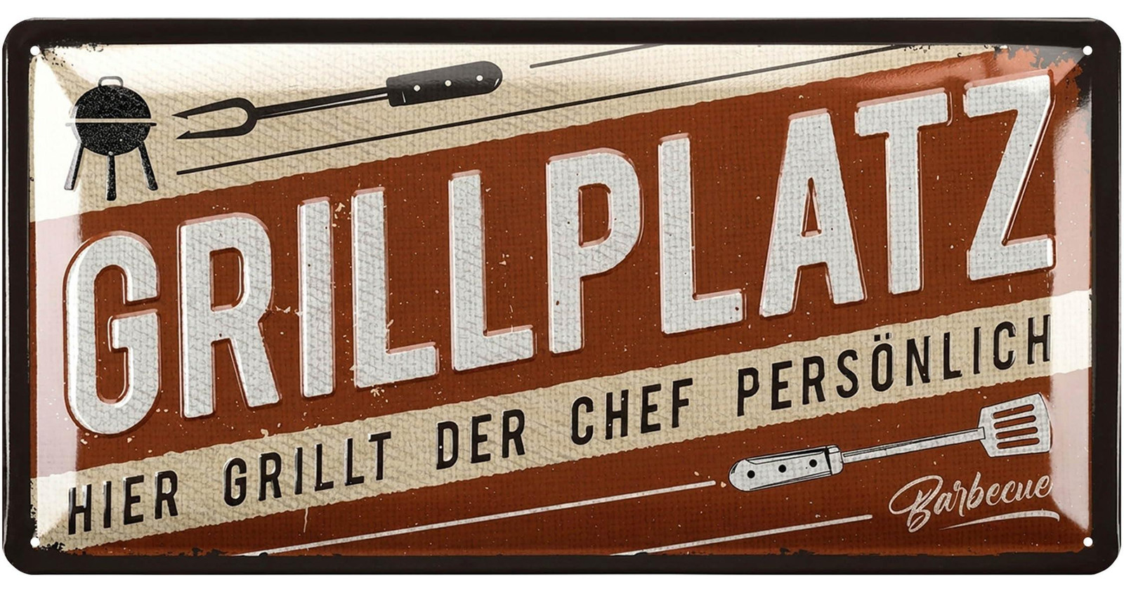 Dripio Retro metalen bord voor barbecueplaats, 17 x 34 cm
